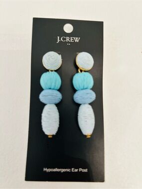 J. Crew Light and Aqua Tiered Bead Drop Earrings